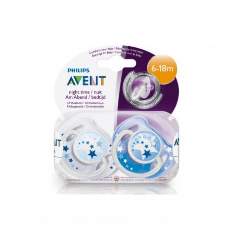 Avent 2 Sucettes De Nuit - Silicone 6-18 Mois Lot De 2