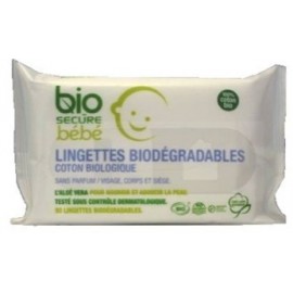 Bio Secure Bébé Lingettes Biodégradables Aloe Vera (50 U)