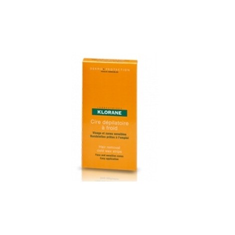 KLORANE CIRE DEPILATOIRE A FROID 6 BANDELETTES VISAGE ET ZONES SENSIBLES