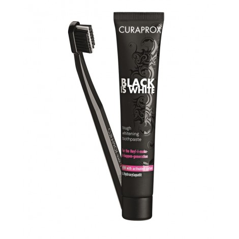 Curaprox Black is white dentifrice blanchissant+ brosse à dent