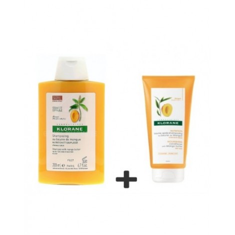 Klorane Shampoing Nutritif au Beurre de Mangue + baume après shampoing au Beurre de Mangue OFFERT