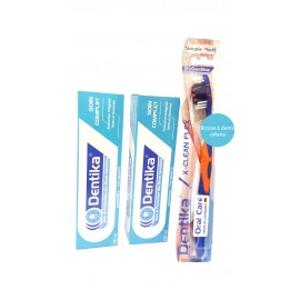 Dentika Soin complet Deux Dentifrices 100 ml + Brosse à dents offerte