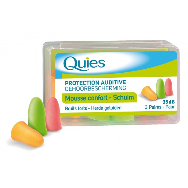 Quies Protection auditive Mousse confort 3 paires (stop bruit) - APYAPARA